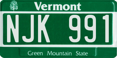 VT license plate NJK991