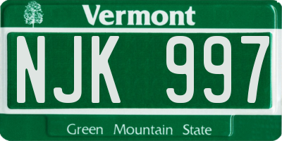 VT license plate NJK997