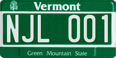 VT license plate NJL001