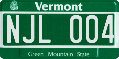 VT license plate NJL004