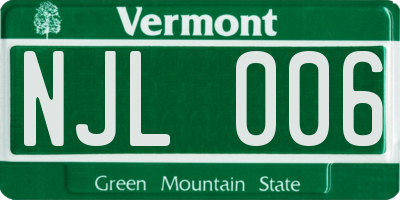 VT license plate NJL006