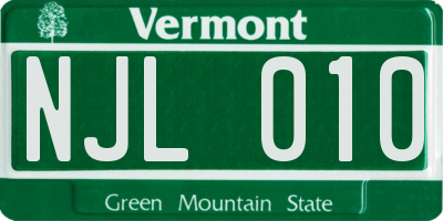 VT license plate NJL010