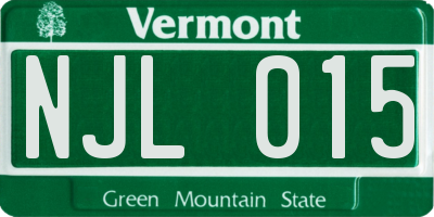 VT license plate NJL015