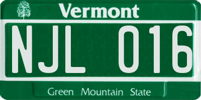 VT license plate NJL016