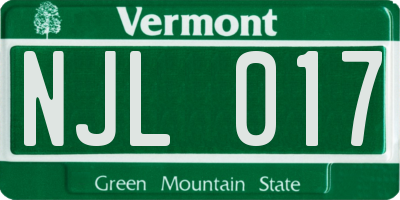 VT license plate NJL017