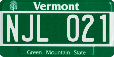 VT license plate NJL021