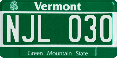 VT license plate NJL030