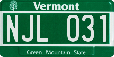 VT license plate NJL031