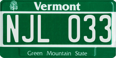 VT license plate NJL033