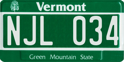 VT license plate NJL034