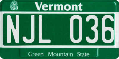 VT license plate NJL036