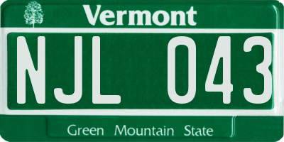 VT license plate NJL043