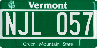 VT license plate NJL057