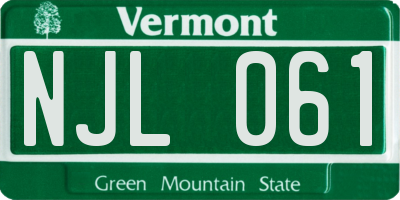 VT license plate NJL061
