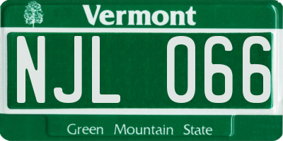 VT license plate NJL066
