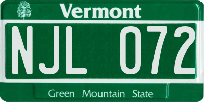 VT license plate NJL072