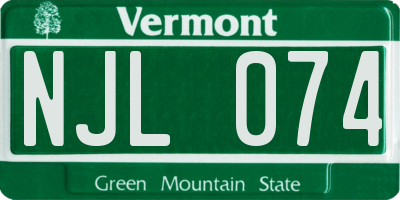 VT license plate NJL074