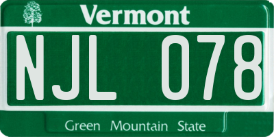 VT license plate NJL078