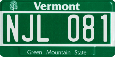 VT license plate NJL081