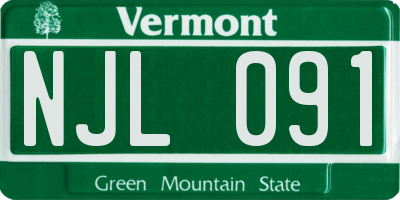 VT license plate NJL091