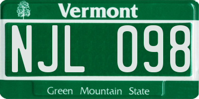 VT license plate NJL098