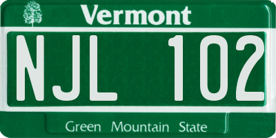 VT license plate NJL102