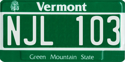 VT license plate NJL103