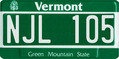 VT license plate NJL105