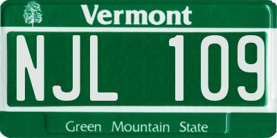 VT license plate NJL109