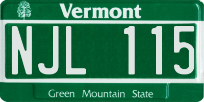 VT license plate NJL115