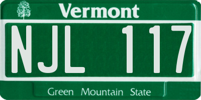 VT license plate NJL117