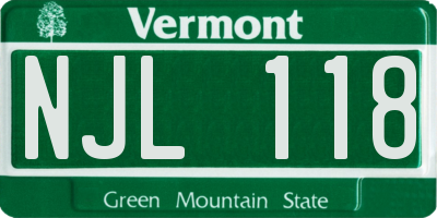 VT license plate NJL118
