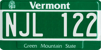 VT license plate NJL122