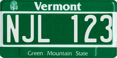 VT license plate NJL123
