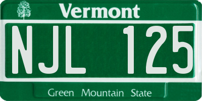 VT license plate NJL125