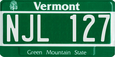 VT license plate NJL127