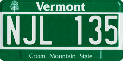 VT license plate NJL135