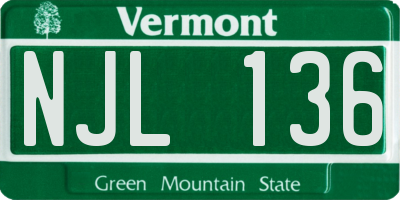 VT license plate NJL136
