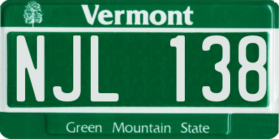VT license plate NJL138