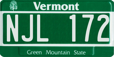 VT license plate NJL172