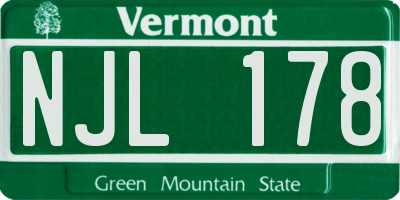 VT license plate NJL178