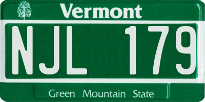 VT license plate NJL179