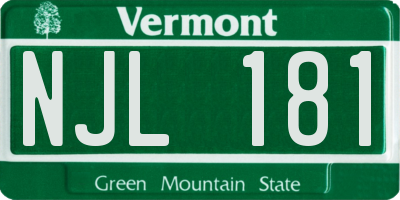 VT license plate NJL181