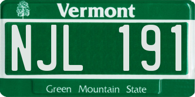 VT license plate NJL191
