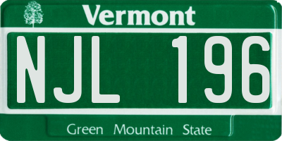 VT license plate NJL196
