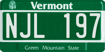 VT license plate NJL197