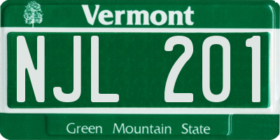 VT license plate NJL201