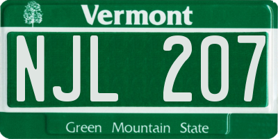 VT license plate NJL207