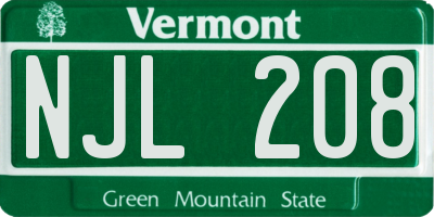 VT license plate NJL208