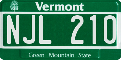 VT license plate NJL210